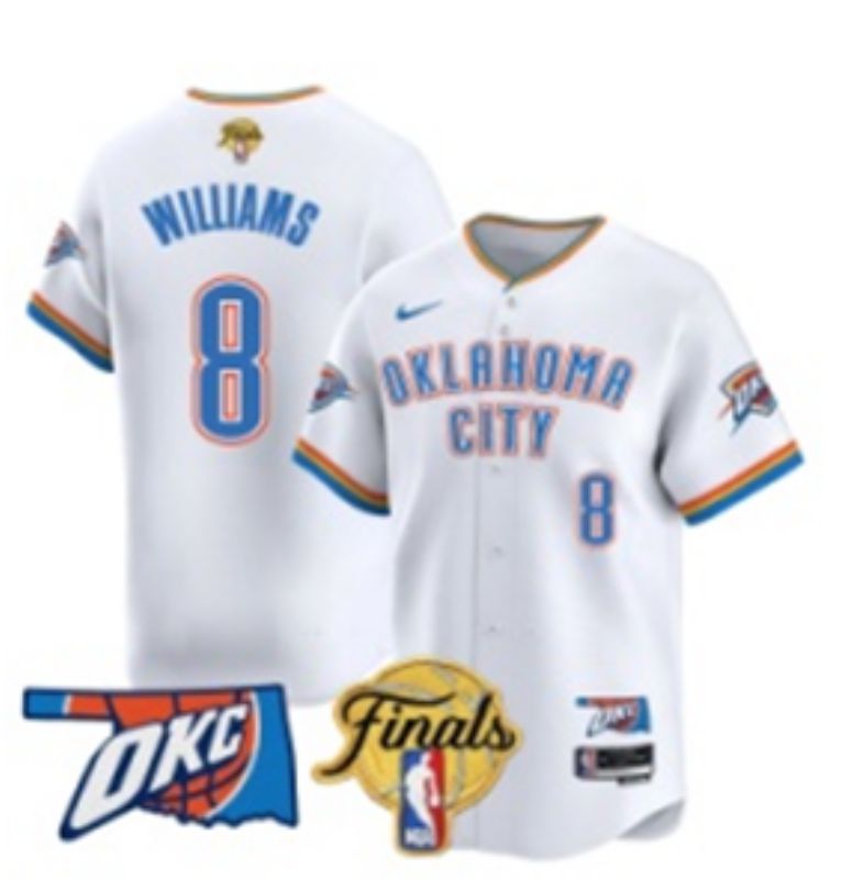 Men 2025 Oklahoma City Thunder 8 Williams White Nike Joint Name NBA Jersey style 3